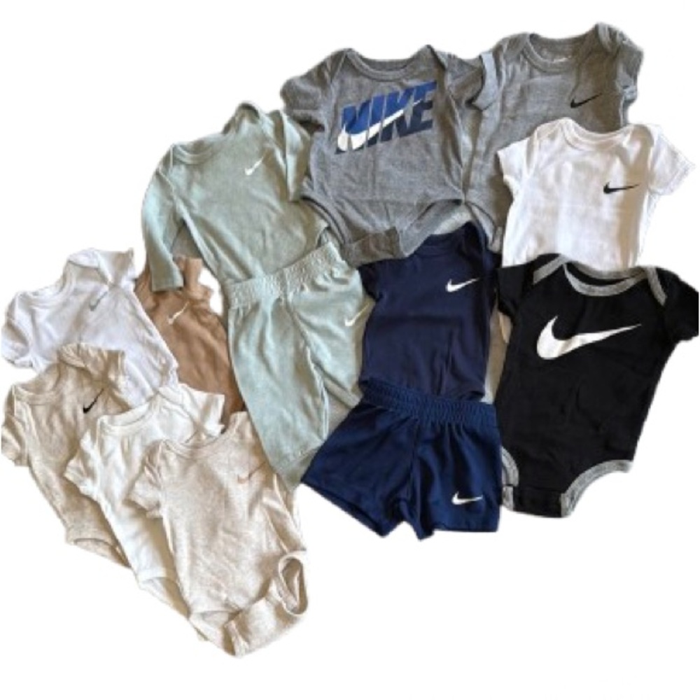 Nike Baby Onesies and Shorts Set - Gray, White, Black, Navy, Tan, Green